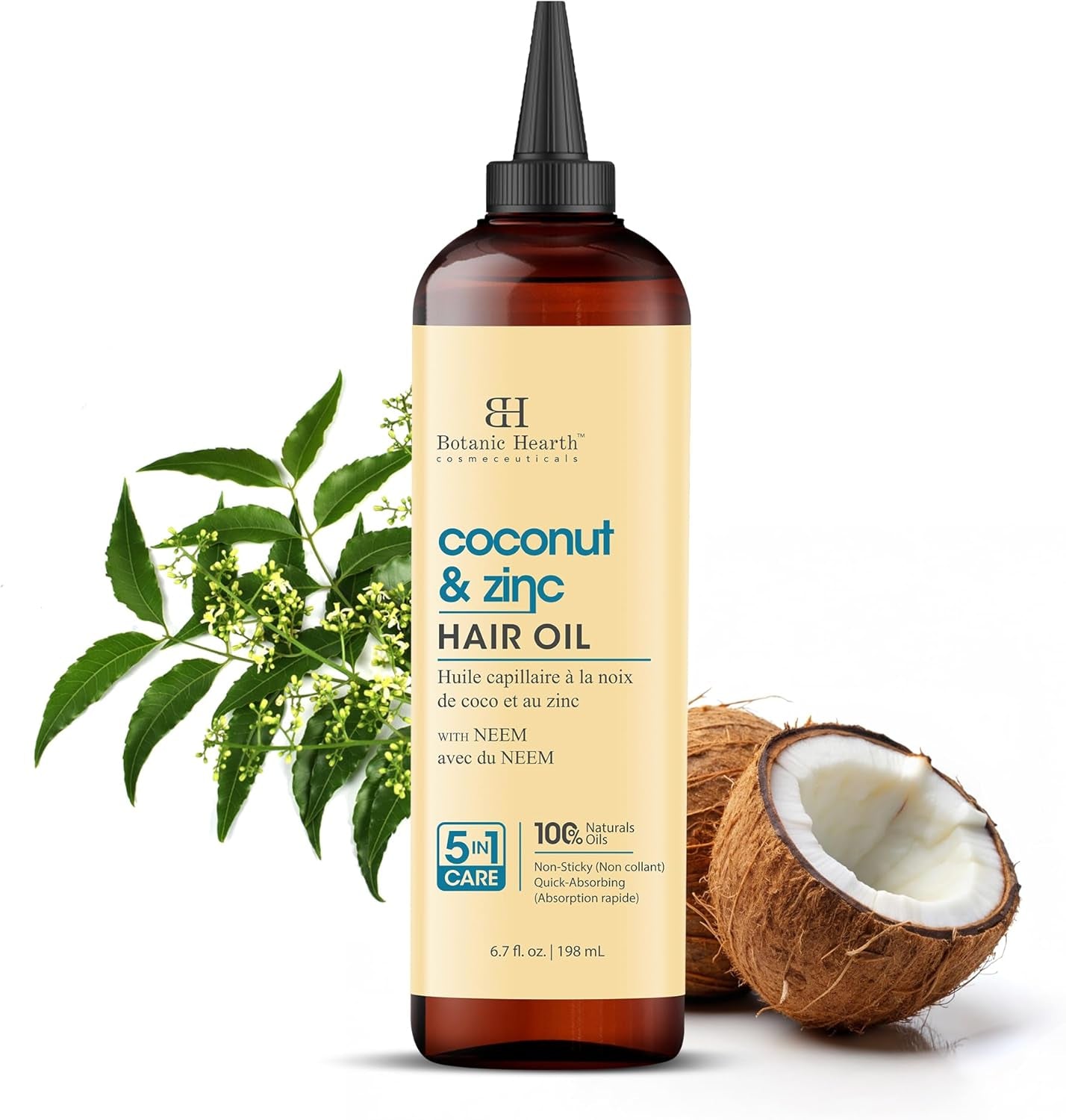 Rosemary Oil for Hair Growth – 100% Pure (6.7 fl oz) | Infused with Biotin, Jojoba & Castor Oil | Strengthening, Nourishing & Volumizing Treatment | Non-GMO Verified