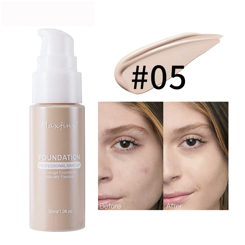 MAXFINE Long-Lasting Liquid Foundation & Concealer – Waterproof, Sweat-Resistant, Professional-Grade Makeup
