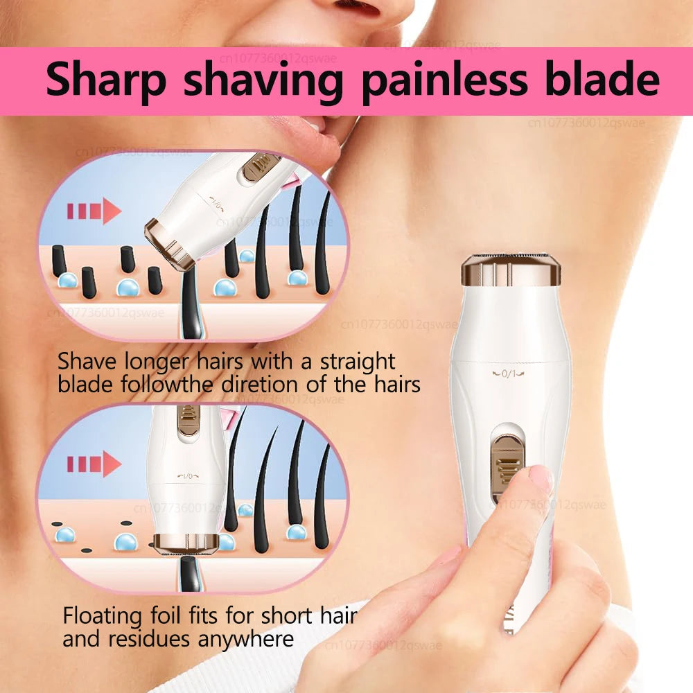 Women's Electric Shaver – Painless Hair Remover for Face, Bikini Line, Legs, Underarms – Portable & Rechargeable Female Razor and Epilator