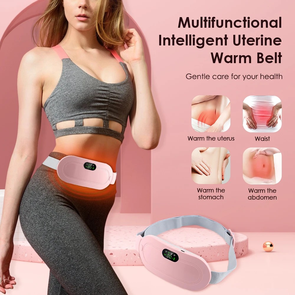 Rechargeable Electric Menstrual Heating Belt – Vibrating Cramp Relief Massager with Adjustable Temperature for Abdominal and Waist Pain