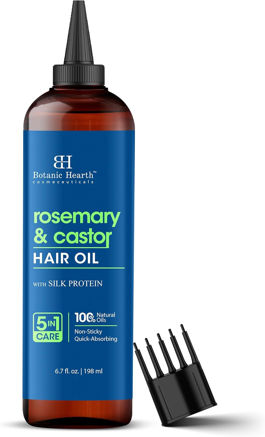 Rosemary Oil for Hair Growth – 100% Pure (6.7 fl oz) | Infused with Biotin, Jojoba & Castor Oil | Strengthening, Nourishing & Volumizing Treatment | Non-GMO Verified