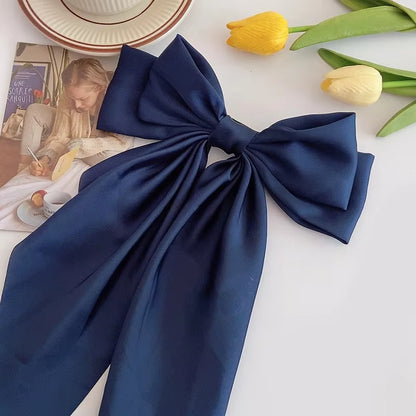 Elegant Large Satin Bow Hair Clip – Soft Ribbon Hairpin for Women & Girls | Fashion Hair Accessory