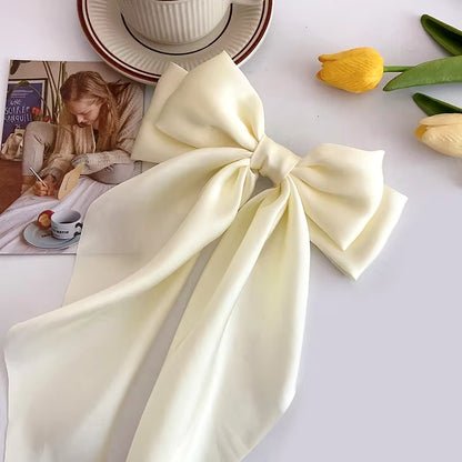 Elegant Large Satin Bow Hair Clip – Soft Ribbon Hairpin for Women & Girls | Fashion Hair Accessory