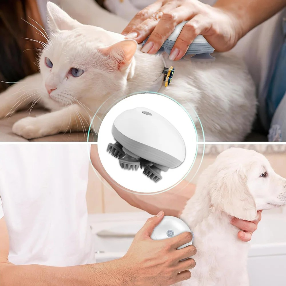 Electric Scalp Massager with 4 Kneading Heads – Deep Tissue Massage for Scalp, Body & Pet Care
