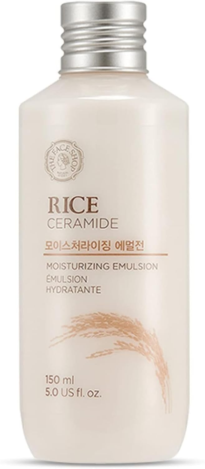 Rice Ceramide Moisturizing Emulsion – Lightweight Brightening & Hydrating Face Lotion with Rice Extract – Strengthens Skin Barrier & Targets Dryness – Korean Skincare