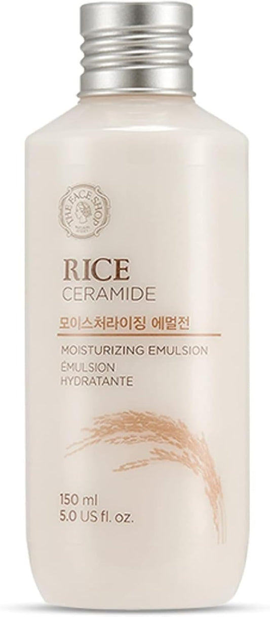 Rice Ceramide Moisturizing Emulsion – Lightweight Brightening & Hydrating Face Lotion with Rice Extract – Strengthens Skin Barrier & Targets Dryness – Korean Skincare