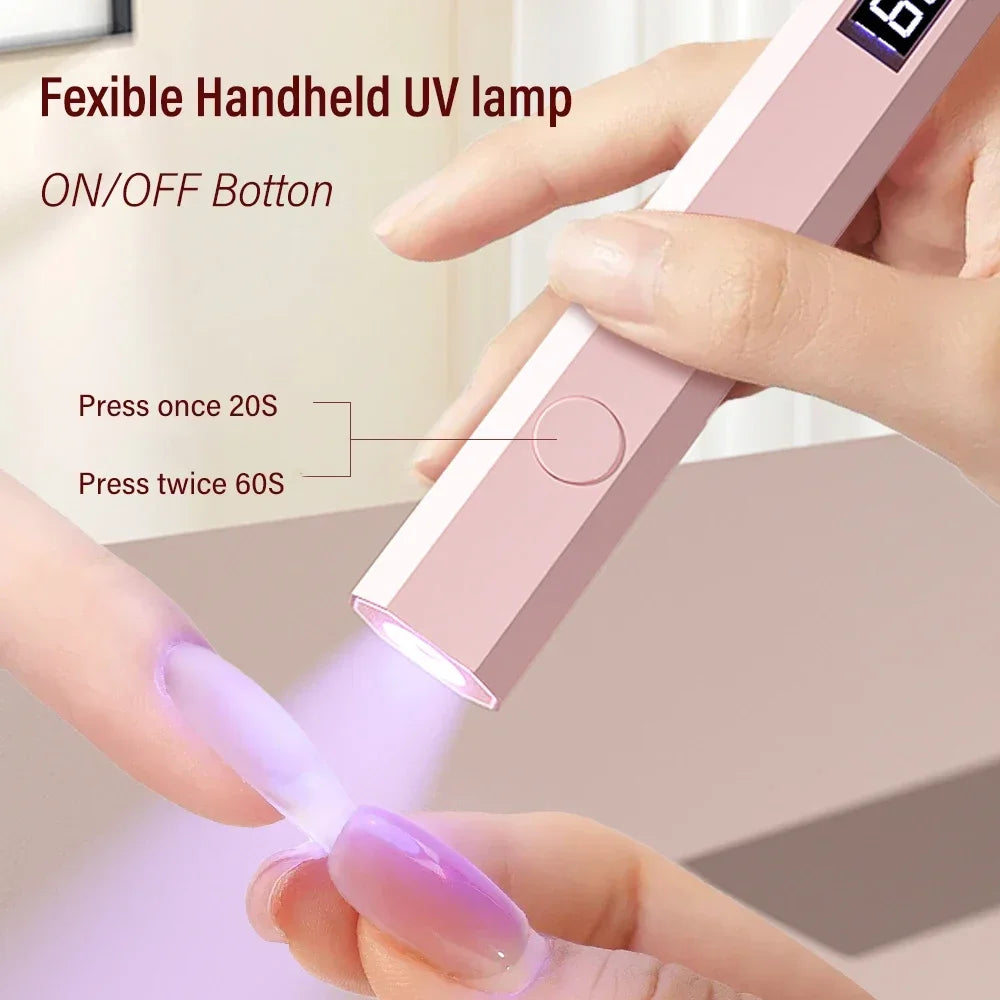 Portable Mini UV LED Nail Lamp – Rechargeable Handheld Nail Dryer Pen for Fast & Safe Gel Polish Curing