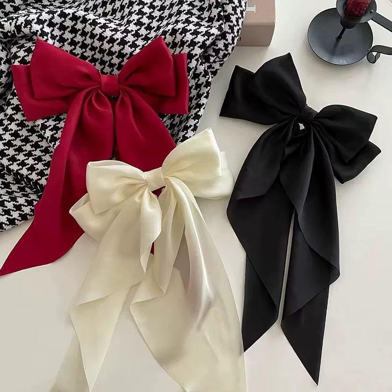 Elegant Large Satin Bow Hair Clip – Soft Ribbon Hairpin for Women & Girls | Fashion Hair Accessory