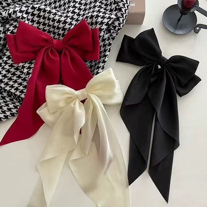 Elegant Large Satin Bow Hair Clip – Soft Ribbon Hairpin for Women & Girls | Fashion Hair Accessory