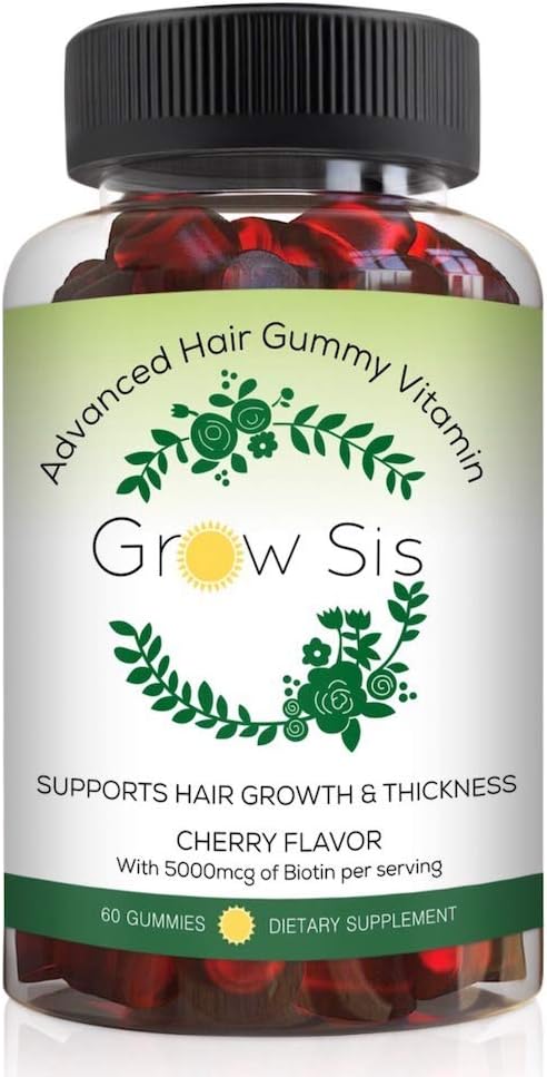 Advanced Hair Gummies – Biotin-Enriched Hair Growth & Thickness Supplement (60 Count, Cherry Flavor) for Women and Men | Suitable for All Hair Types