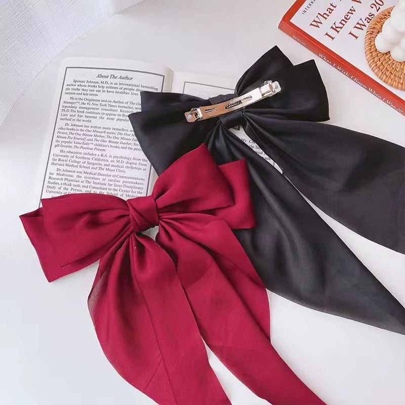 Elegant Large Satin Bow Hair Clip – Soft Ribbon Hairpin for Women & Girls | Fashion Hair Accessory