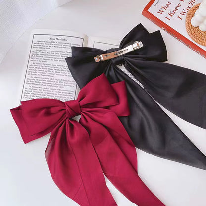 Elegant Large Satin Bow Hair Clip – Soft Ribbon Hairpin for Women & Girls | Fashion Hair Accessory