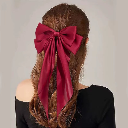 Elegant Large Satin Bow Hair Clip – Soft Ribbon Hairpin for Women & Girls | Fashion Hair Accessory