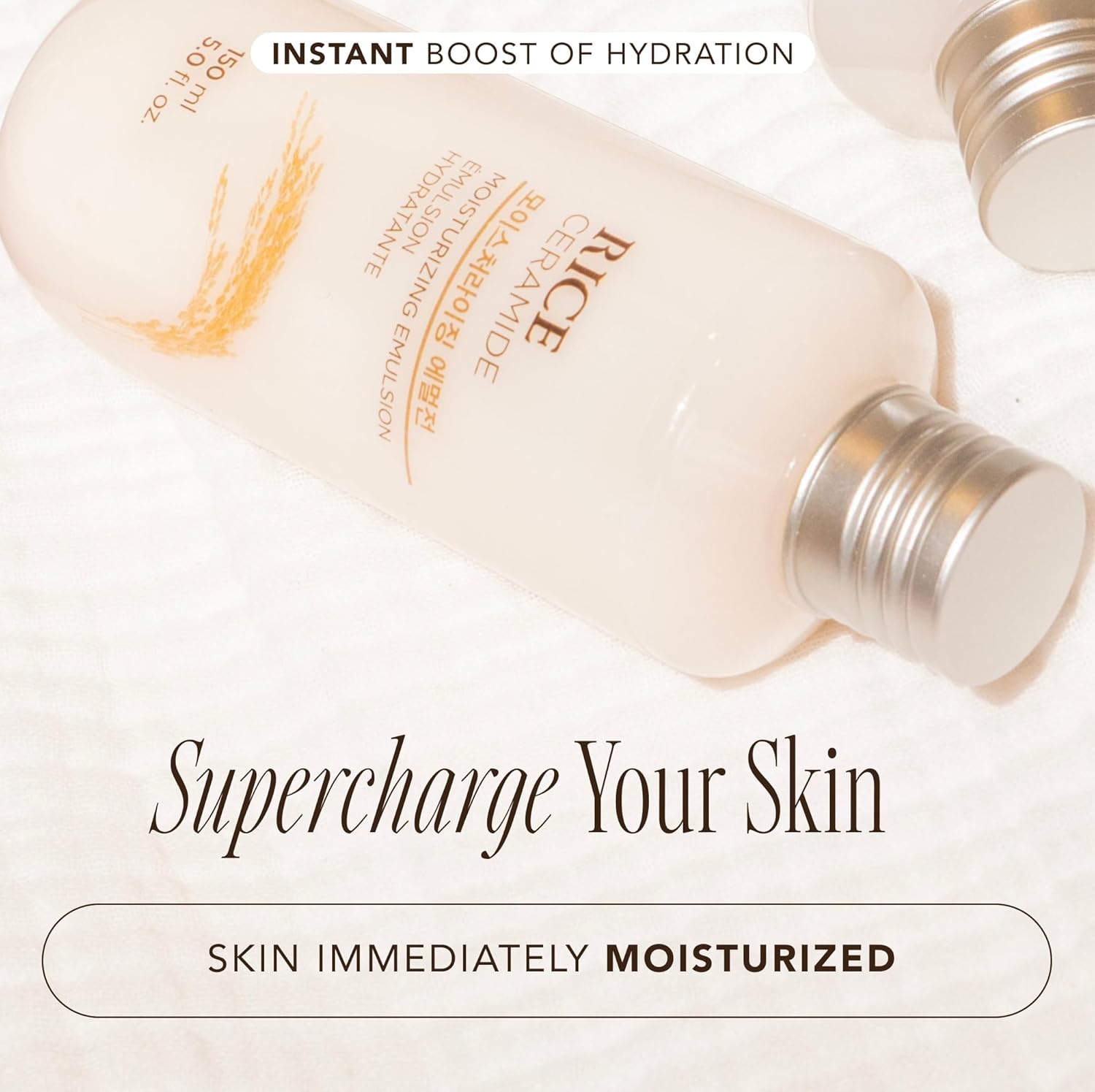 Rice Ceramide Moisturizing Emulsion – Lightweight Brightening & Hydrating Face Lotion with Rice Extract – Strengthens Skin Barrier & Targets Dryness – Korean Skincare
