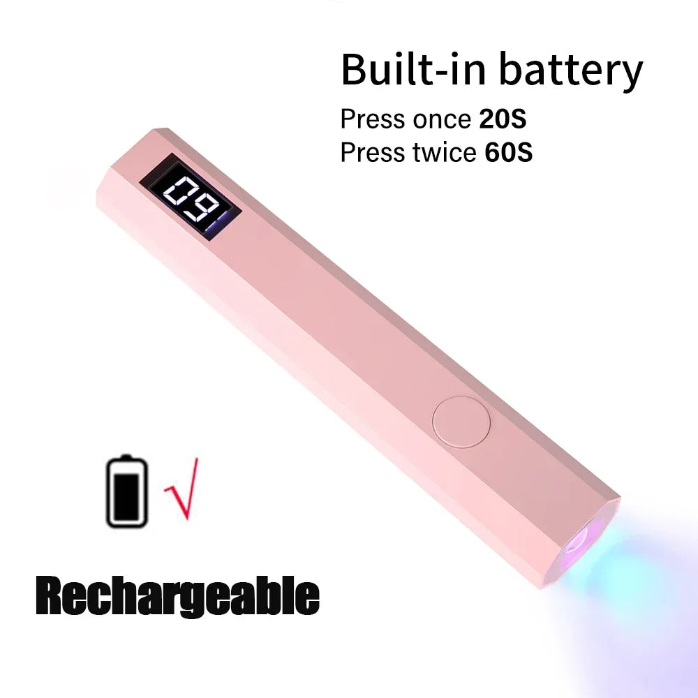 Portable Mini UV LED Nail Lamp – Rechargeable Handheld Nail Dryer Pen for Fast & Safe Gel Polish Curing