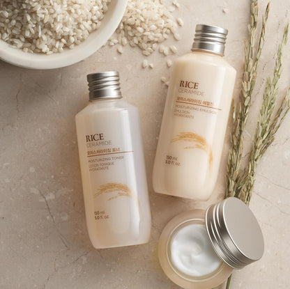 Rice Ceramide Moisturizing Emulsion – Lightweight Brightening & Hydrating Face Lotion with Rice Extract – Strengthens Skin Barrier & Targets Dryness – Korean Skincare