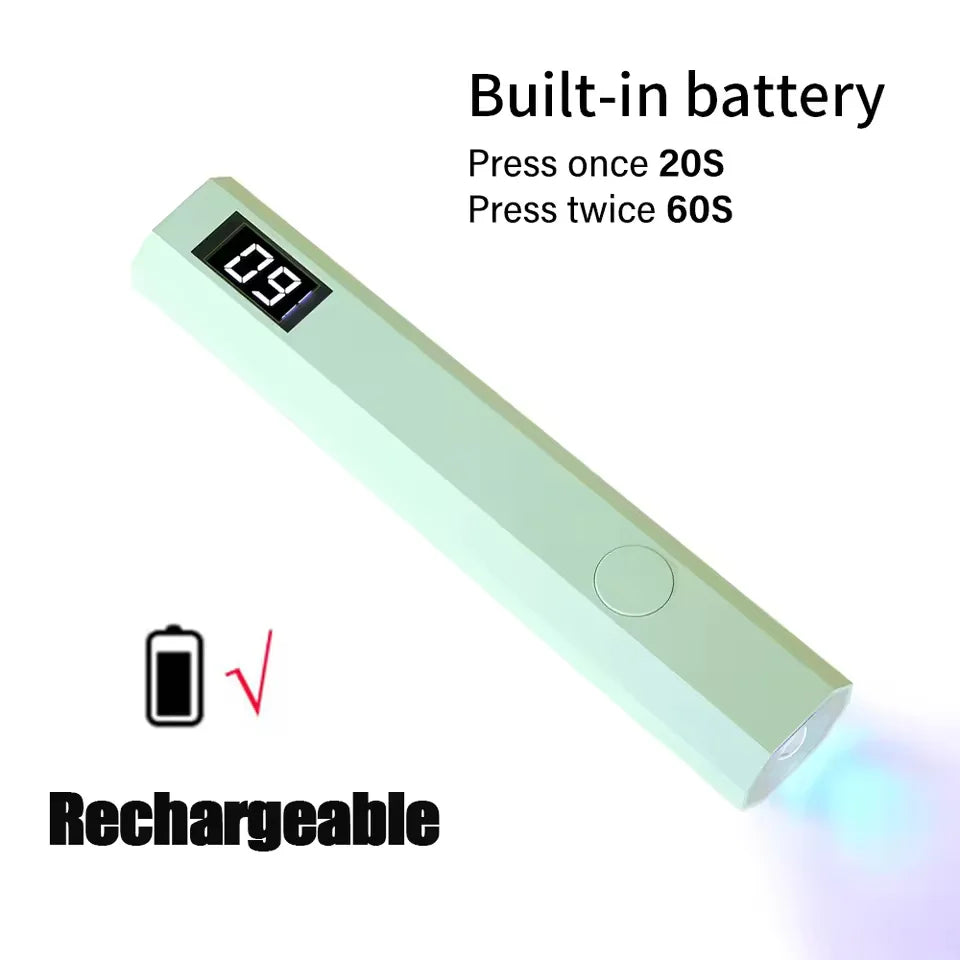 Portable Mini UV LED Nail Lamp – Rechargeable Handheld Nail Dryer Pen for Fast & Safe Gel Polish Curing