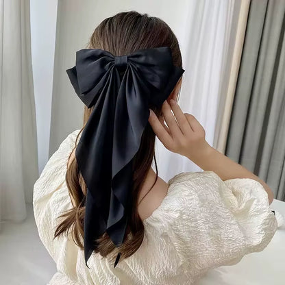 Elegant Large Satin Bow Hair Clip – Soft Ribbon Hairpin for Women & Girls | Fashion Hair Accessory