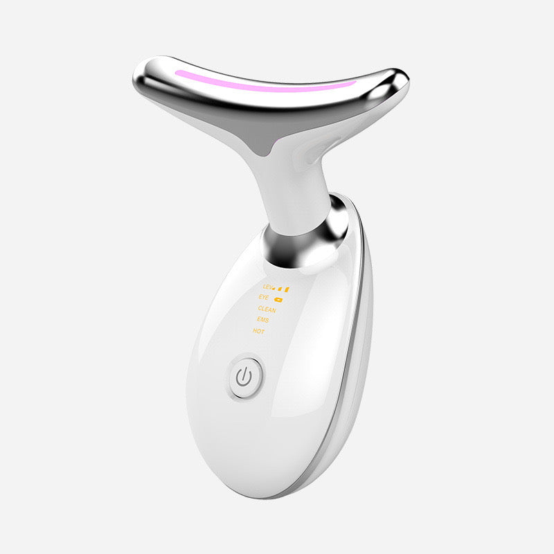 Wavy Chic 7-Color LED Microcurrent Facial Massager – Skin Firming Beauty Device for Face & Neck, Anti-Acne & Anti-Aging Therapy