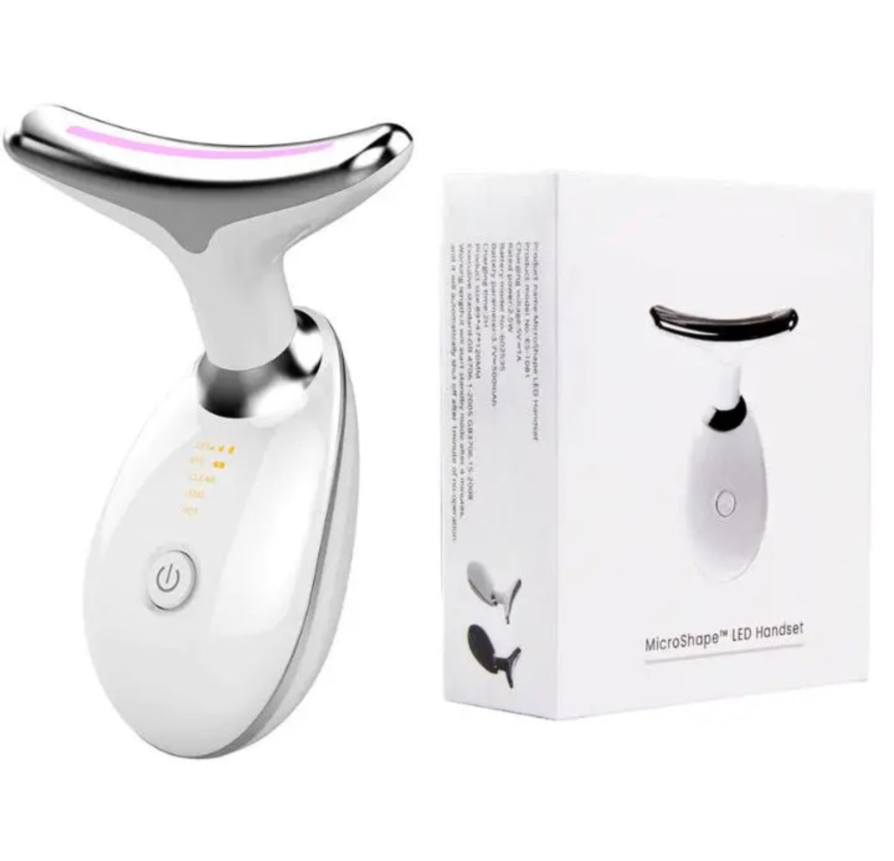 Wavy Chic 7-Color LED Microcurrent Facial Massager – Skin Firming Beauty Device for Face & Neck, Anti-Acne & Anti-Aging Therapy