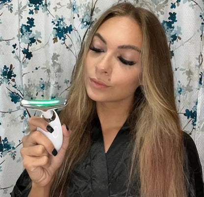 Wavy Chic 7-Color LED Microcurrent Facial Massager – Skin Firming Beauty Device for Face & Neck, Anti-Acne & Anti-Aging Therapy