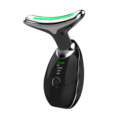 Wavy Chic 7-Color LED Microcurrent Facial Massager – Skin Firming Beauty Device for Face & Neck, Anti-Acne & Anti-Aging Therapy