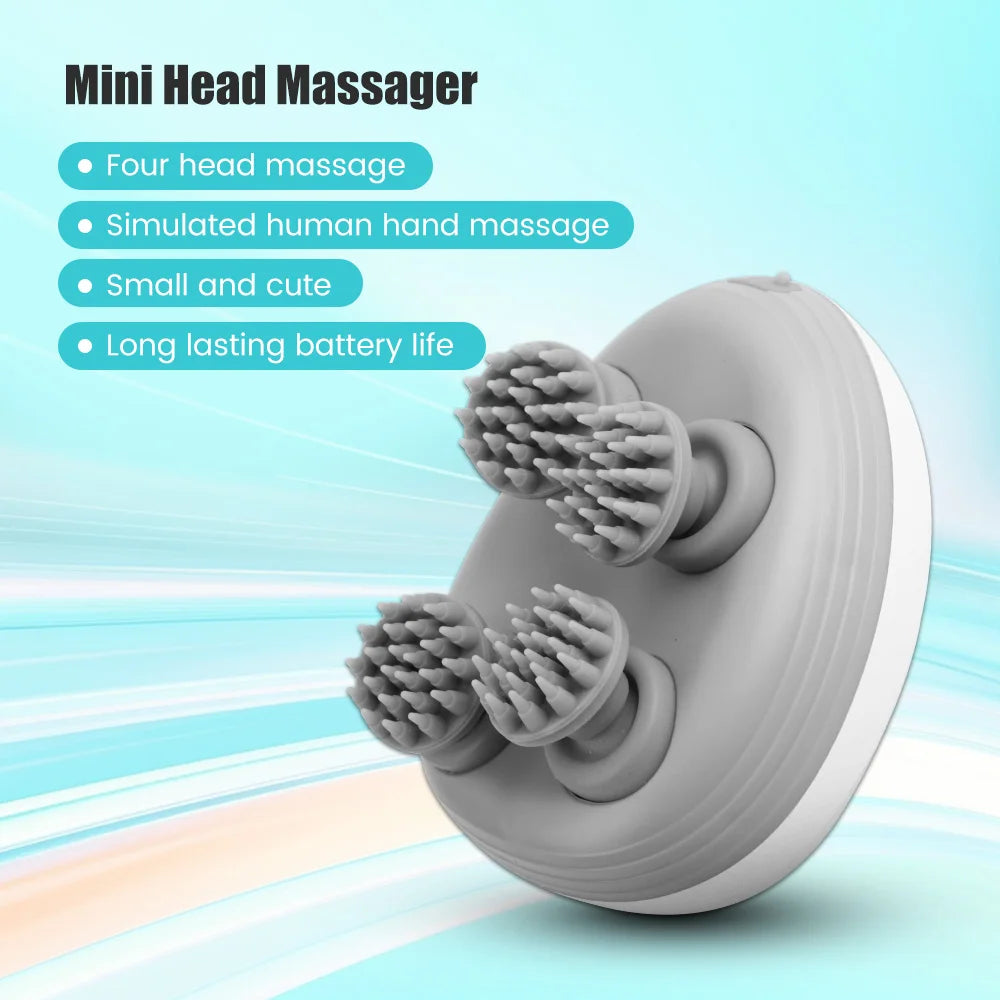 Electric Scalp Massager with 4 Kneading Heads – Deep Tissue Massage for Scalp, Body & Pet Care