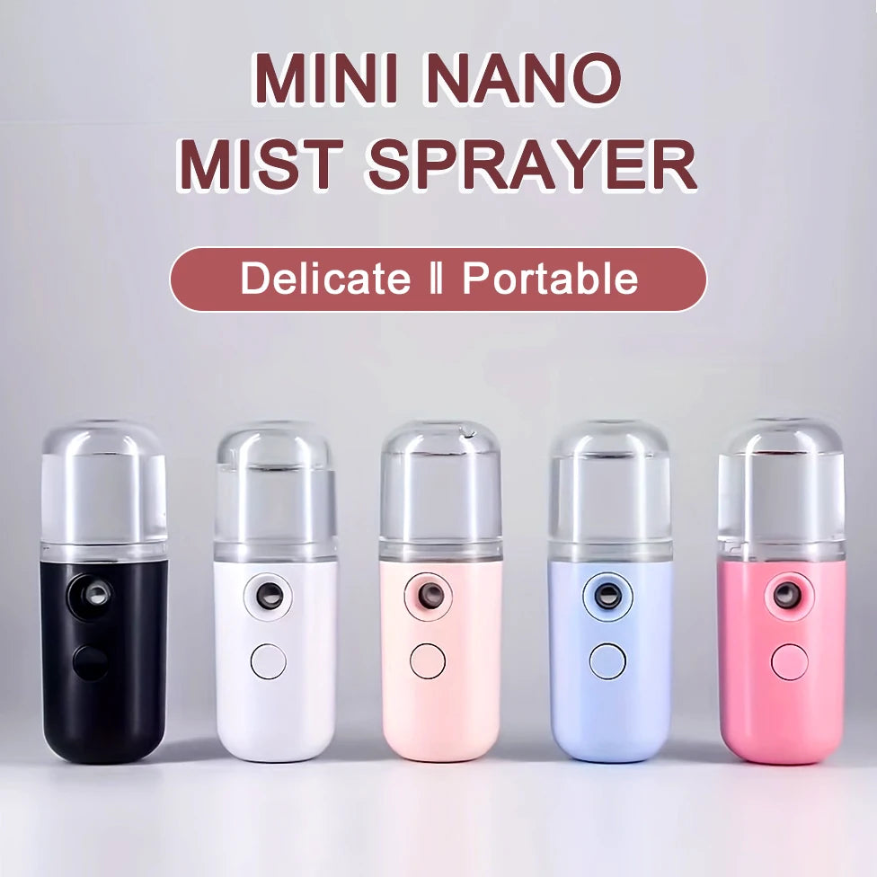 W-718B Mini Nano Facial Steamer – 30ml Portable USB Rechargeable Humidifier & Face Mist Sprayer for Skin Hydration & Sanitization