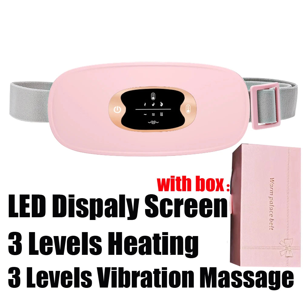 Rechargeable Electric Menstrual Heating Belt – Vibrating Cramp Relief Massager with Adjustable Temperature for Abdominal and Waist Pain