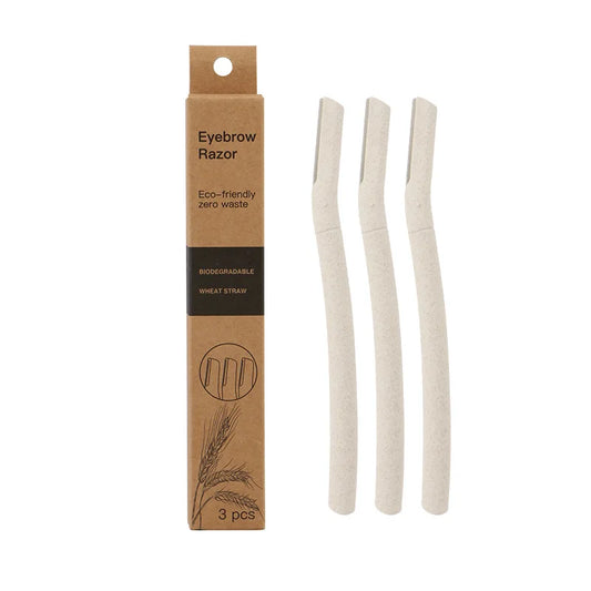 3-Pack Eco-Friendly Facial Razors for Women – Wheat Straw Eyebrow Shapers & Dermaplaning Tools with Safety Covers