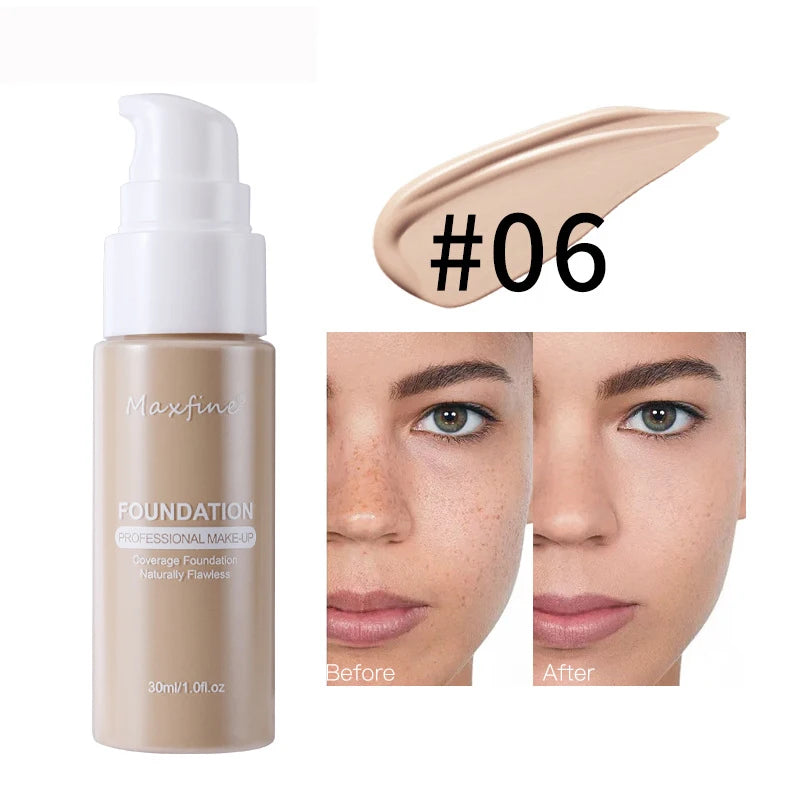 MAXFINE Long-Lasting Liquid Foundation & Concealer – Waterproof, Sweat-Resistant, Professional-Grade Makeup