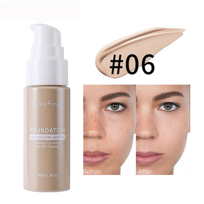 MAXFINE Long-Lasting Liquid Foundation & Concealer – Waterproof, Sweat-Resistant, Professional-Grade Makeup