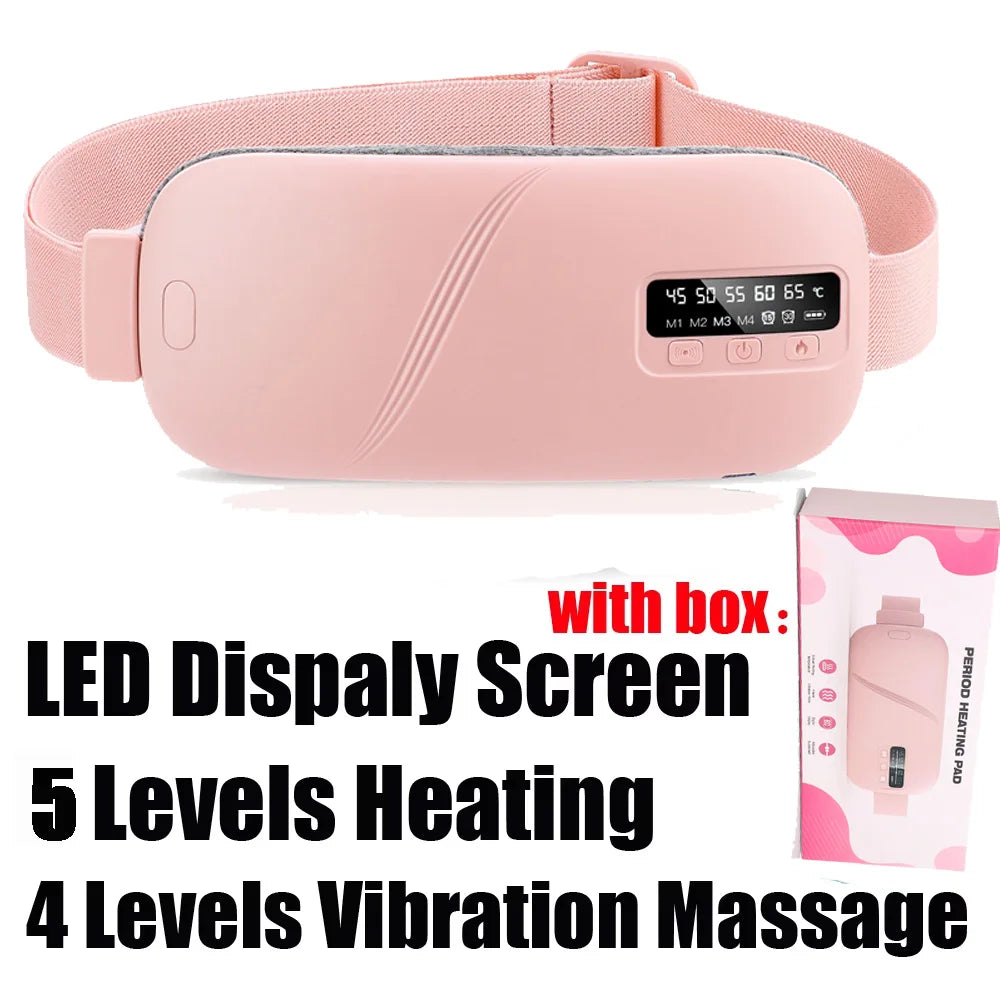 Rechargeable Electric Menstrual Heating Belt – Vibrating Cramp Relief Massager with Adjustable Temperature for Abdominal and Waist Pain