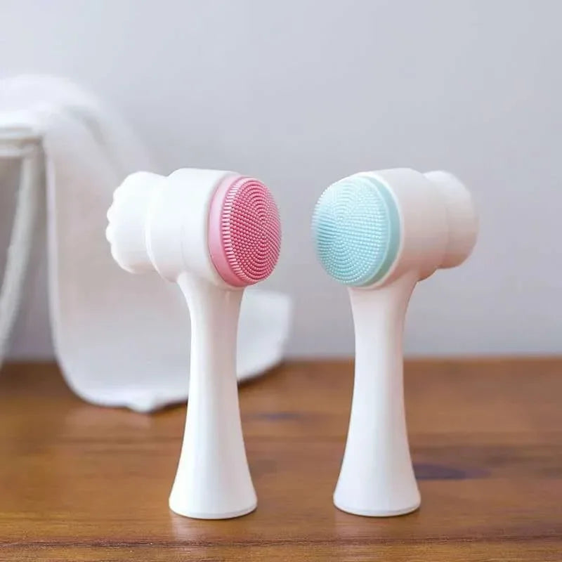 Double-Sided Silicone Facial Cleansing Brush – Exfoliating Face Brush for Blackhead Removal and Pore Cleaning