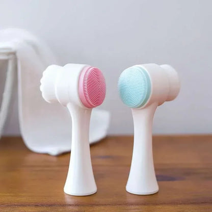 Double-Sided Silicone Facial Cleansing Brush – Exfoliating Face Brush for Blackhead Removal and Pore Cleaning