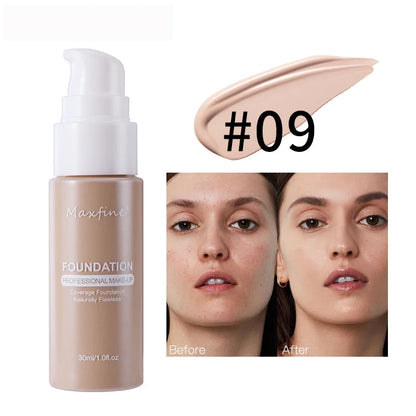 MAXFINE Long-Lasting Liquid Foundation & Concealer – Waterproof, Sweat-Resistant, Professional-Grade Makeup