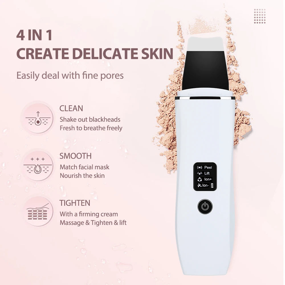 Ultrasonic Skin Scrubber & EMS Facial Cleaner – Deep Pore Cleansing, Blackhead Remover, Face Lifting, Skin Tightening & Peeling Tool