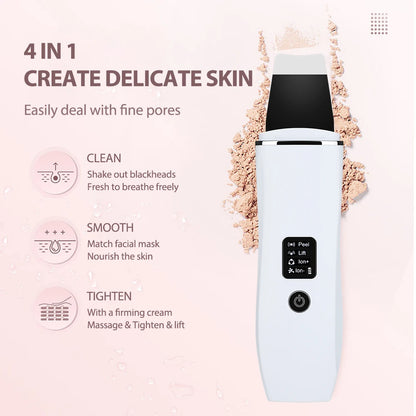 Ultrasonic Skin Scrubber & EMS Facial Cleaner – Deep Pore Cleansing, Blackhead Remover, Face Lifting, Skin Tightening & Peeling Tool