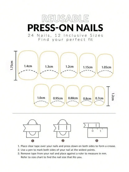 Short Square Press-On Nails – White French Tips with Cute Heart Design | Y2K Bridal Fake Nails Set for Women