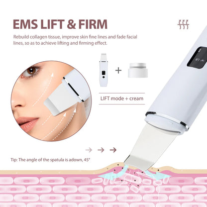 Ultrasonic Skin Scrubber & EMS Facial Cleaner – Deep Pore Cleansing, Blackhead Remover, Face Lifting, Skin Tightening & Peeling Tool