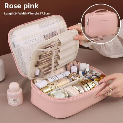 Luxury Women's Cosmetic & Toiletry Bag – Large Capacity Portable Travel Makeup Organizer