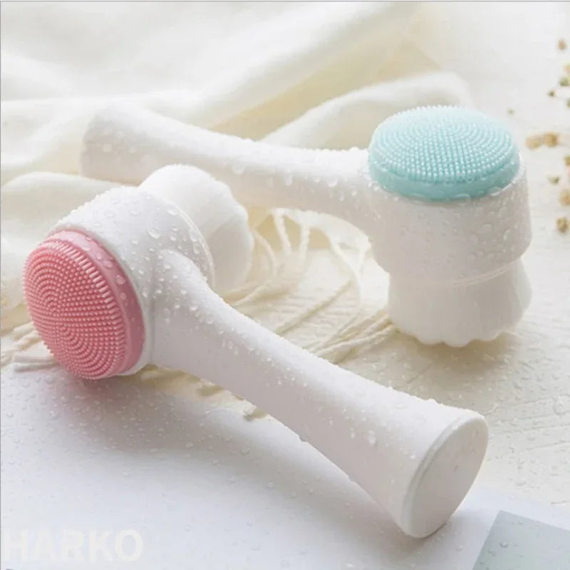 Double-Sided Silicone Facial Cleansing Brush – Exfoliating Face Brush for Blackhead Removal and Pore Cleaning