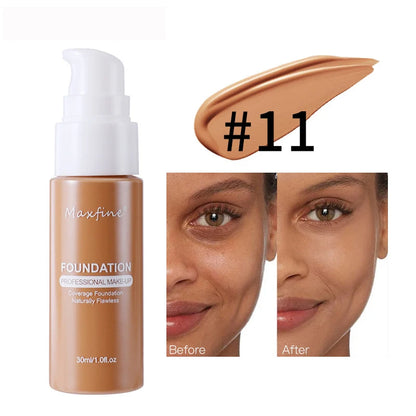 MAXFINE Long-Lasting Liquid Foundation & Concealer – Waterproof, Sweat-Resistant, Professional-Grade Makeup