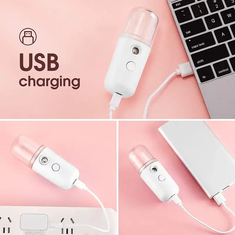 W-718B Mini Nano Facial Steamer – 30ml Portable USB Rechargeable Humidifier & Face Mist Sprayer for Skin Hydration & Sanitization