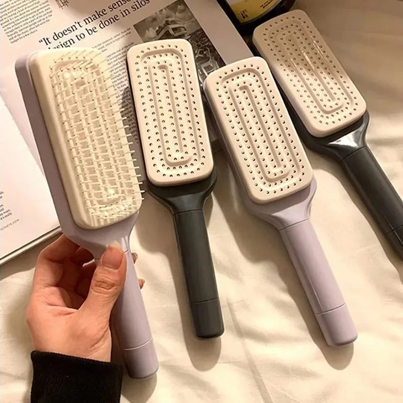 Rotatable Self-Cleaning Hair Brush – Anti-Static Massage Air Cushion Comb with Retractable Bristles for Women