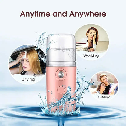 W-718B Mini Nano Facial Steamer – 30ml Portable USB Rechargeable Humidifier & Face Mist Sprayer for Skin Hydration & Sanitization