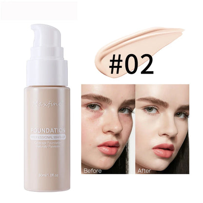 MAXFINE Long-Lasting Liquid Foundation & Concealer – Waterproof, Sweat-Resistant, Professional-Grade Makeup