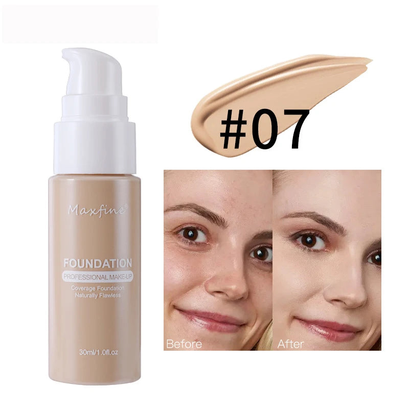 MAXFINE Long-Lasting Liquid Foundation & Concealer – Waterproof, Sweat-Resistant, Professional-Grade Makeup