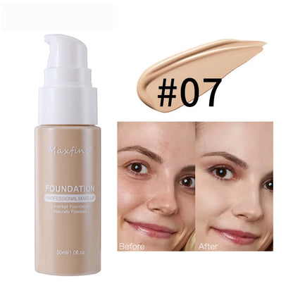 MAXFINE Long-Lasting Liquid Foundation & Concealer – Waterproof, Sweat-Resistant, Professional-Grade Makeup