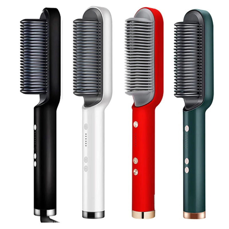 Multifunctional Ionic Hair Straightener and Curler Brush – Fast Heating Electric Comb Styler for Smooth, Frizz-Free Hair